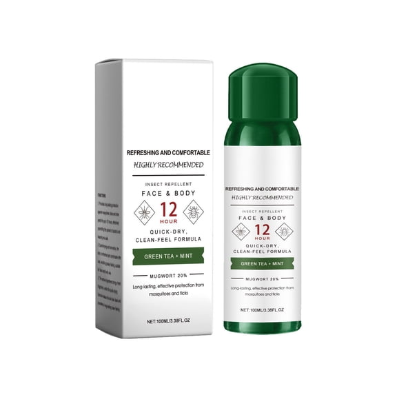 Insect Repellent Spray for Face and Body with Green Tea and Mint Quick Dry Clean Feel 2 Hour Protection for Outdoor Use 100ml