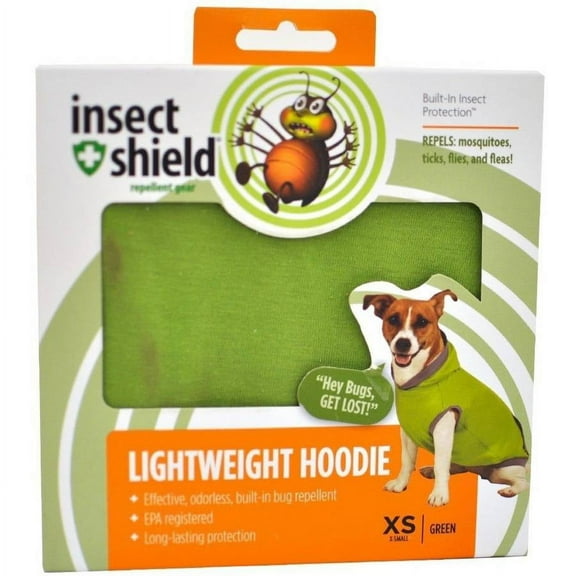 Insect Shield for Pets Lightweight Hoodie, Green, X-Small