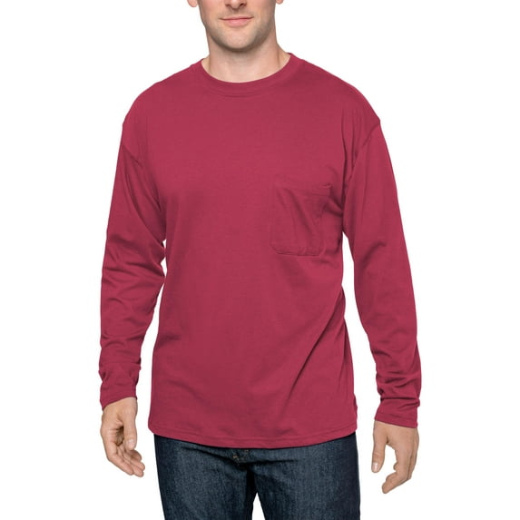 Insect Shield Men's UPF Dri-Balance Long Sleeve Pocket T-Shirt, Burgundy, Small