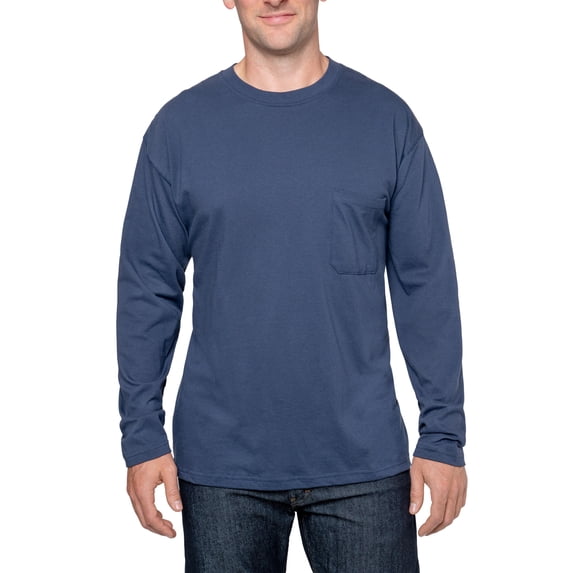Insect Shield Men's UPF Dri-Balance Long Sleeve Pocket T-Shirt, Navy, Small