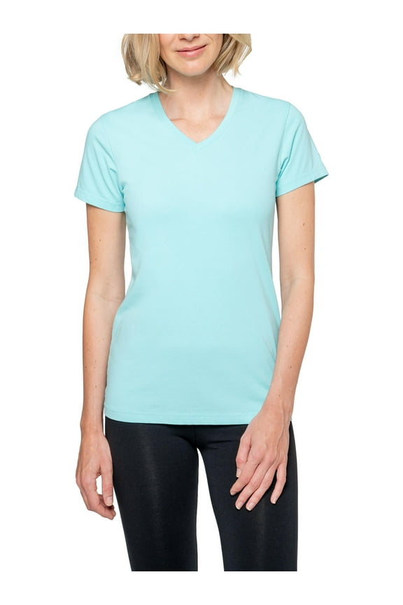 Women's UPF Dri-Balance Short Sleeve V-Neck T-Shirt, Aqua, Small