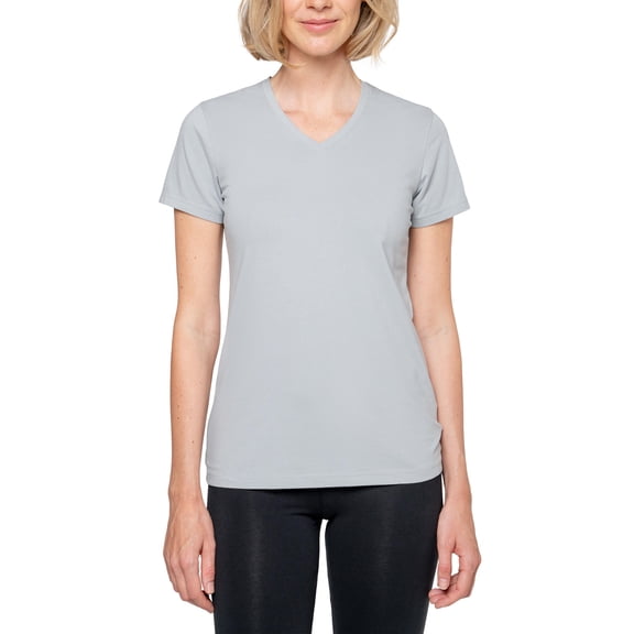 Insect Shield Women's UPF Dri-Balance Short Sleeve V-Neck T-Shirt, Platinum, Large