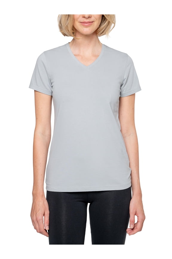 Women's UPF Dri-Balance Short Sleeve V-Neck T-Shirt, Platinum, X-Large