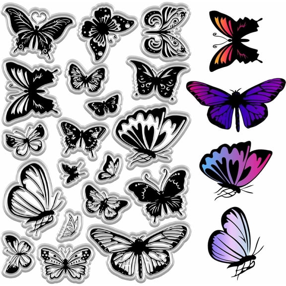 Insect Specimen Clear Stamps Butterfly Flying Animal Butterflies Reusable Background Postmark Rubber Stamp Sealing