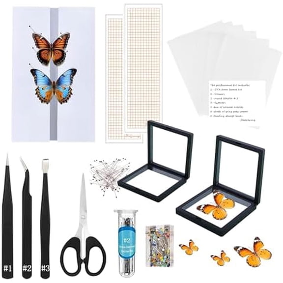 Insect Specimen kit, Butterfly Specimen Tool for Classroom Teaching, Wing Stand with EVA, Insect Nail, Insect Display Cabinet, Scissors, Tweezers, Instructions$$Toys