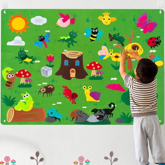 Insect Teaching Felt Board Story Set Make Your Own Animal World Caterpillar Butterfly Stickers Early Learning Toys for Children