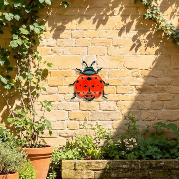 Insect Wall Hanging Ornament 3D Metal Spring Animal Art Sculpture with Ladybug Bee and Butterfly Design Weather-Resistant Vibrant Hanging Statue Decor for Indoor Outdoor Garden Fence Home