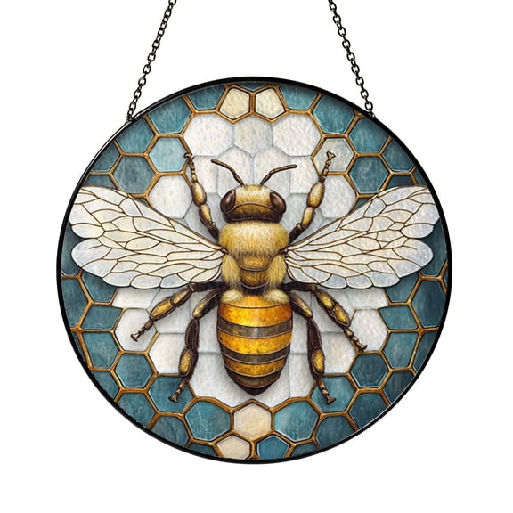 Insect and Pattern Stained Glass Style Panel – Window Decoration