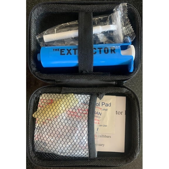Insect bite bee sting snake bite venom extractor suction set tool pump first aid safety quick emergency for hiking camping and camping blue and packaging box