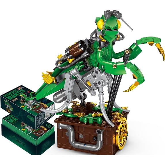Insect series mechanical mantis building blocks educational toy for boys and girls, decoration gift building block set