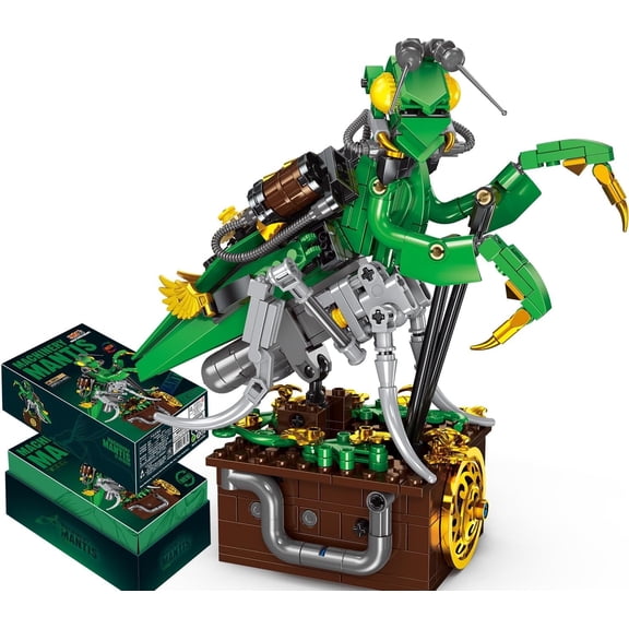Insect series mechanical mantis building blocks educational toy for boys and girls, decoration gift building block set