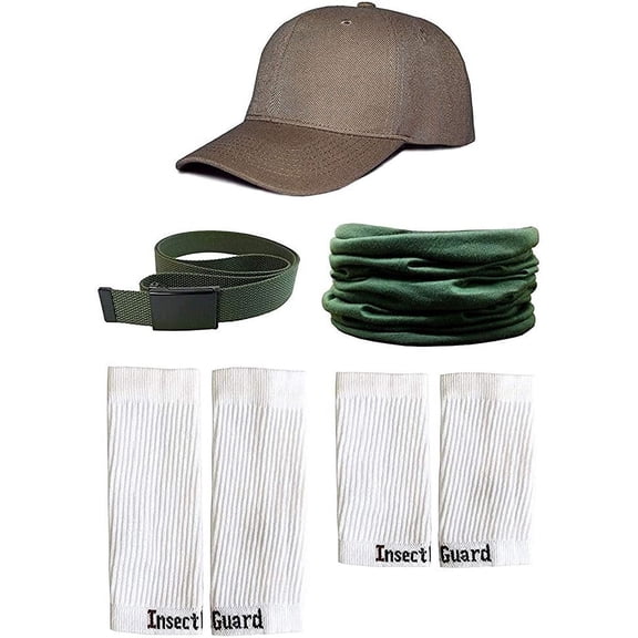 InsectGuard Permethrin Treated Tick Gaiters / Sleeves and Mosquitoes Flies Chiggers & More Insect Repellent Complete Package 1 (Green/White/Khaki) One Size Fits All Up To Adult Medium