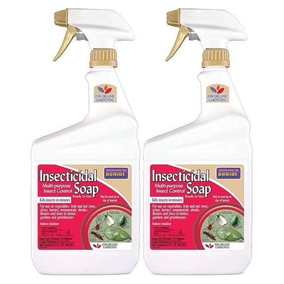 Insecticidal Soap, 32 oz Ready-to-Use Spray Multi-Purpose Insect Control for Organic Gardening Indoor and Outdoor- Pack of 2