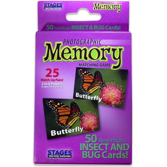 Insects & Bugs Photographic Memory Matching Game - 3 Each