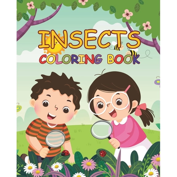 Insects Coloring Book: The book contains paired pages with the colored drawing on the left page and the outline with thick lines on the right page, easy to color (Paperback)