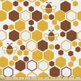 thumbnail image 1 of Ambesonne Insects Fabric by the Yard Upholstery, Bees and Irregular Hexagons, 2 Yards, Yellow Redwood, 1 of 4