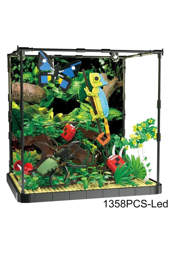 Insects Tropical Rainforest Building Sets for Adult,Animals Botanical Collection Toys with LED