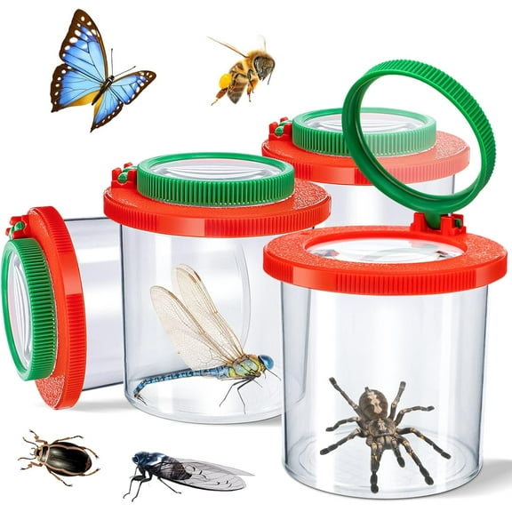 Insert Bug Viewer for Kids, 4PCS Magnifying Insect Box Bug Catcher Kit for Kids, Bug Magnifier Container Insect Viewer Collecting Kit