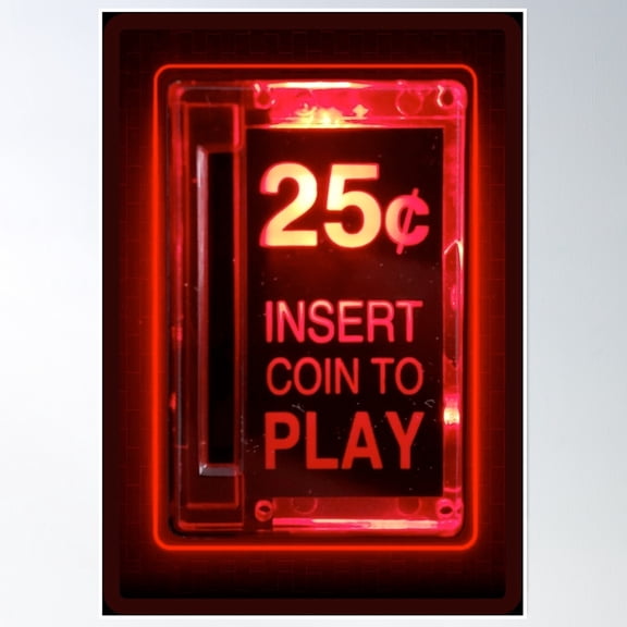 Insert Coin Retro Arcade Poster Wall Art, Modern Wall Decor, 8x12 UNFRAMED
