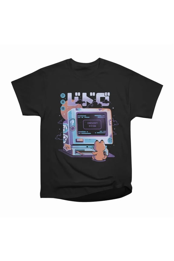 Insert Disk Cute Geek Nerd Cat Gift T-Shirt Tee Gift For Him Merch For Her Apparel For Fri