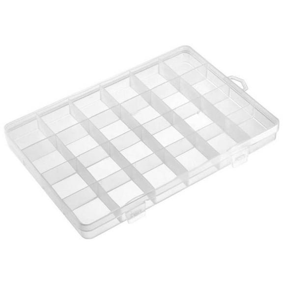 Insert Fixed Plastic Box 1 Pack,Large 24 Grids Organizer Box,Adjustable Divider Case,Component Storage Case,Clear Storage Box for Jewelry,Art DIY Crafts,Washi Tapes,Beads and Small Parts