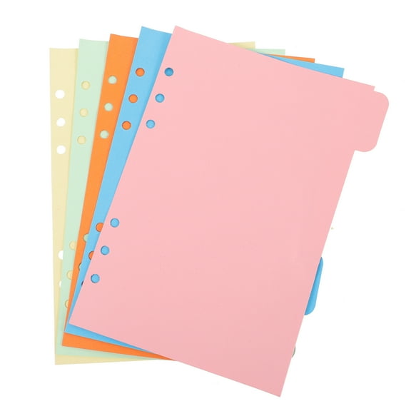 Insert Paper Divider 6- Holes Paper Divider A5 Binder Dividers for Cards Notebook Journal
