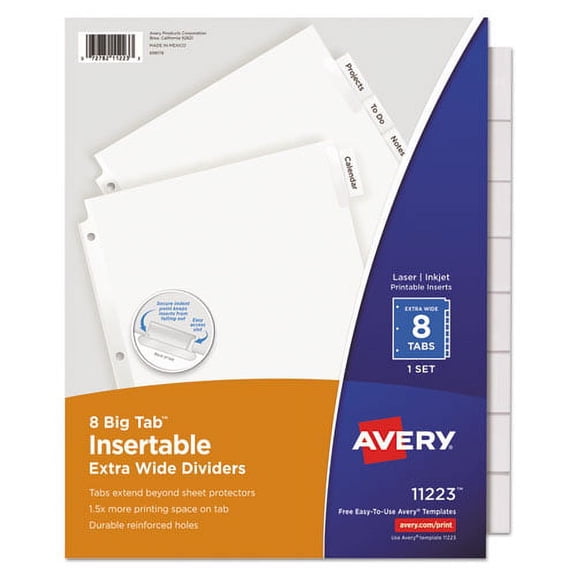 "Insertable Big Tab Dividers, 8-Tab, 11 1/8 X 9 1/4 | Bundle of 10 Sets"