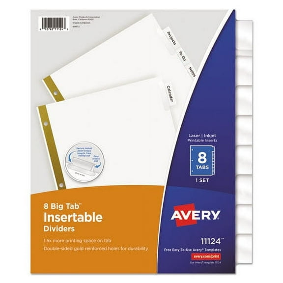 "Insertable Big Tab Dividers, 8-Tab, Letter | Bundle of 2 Sets"