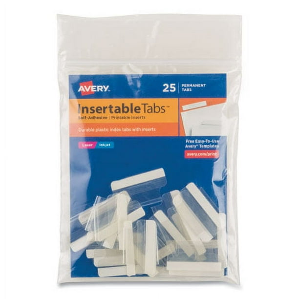 Insertable Index Tabs with Printable Inserts, 1/5-Cut, Clear, 1
