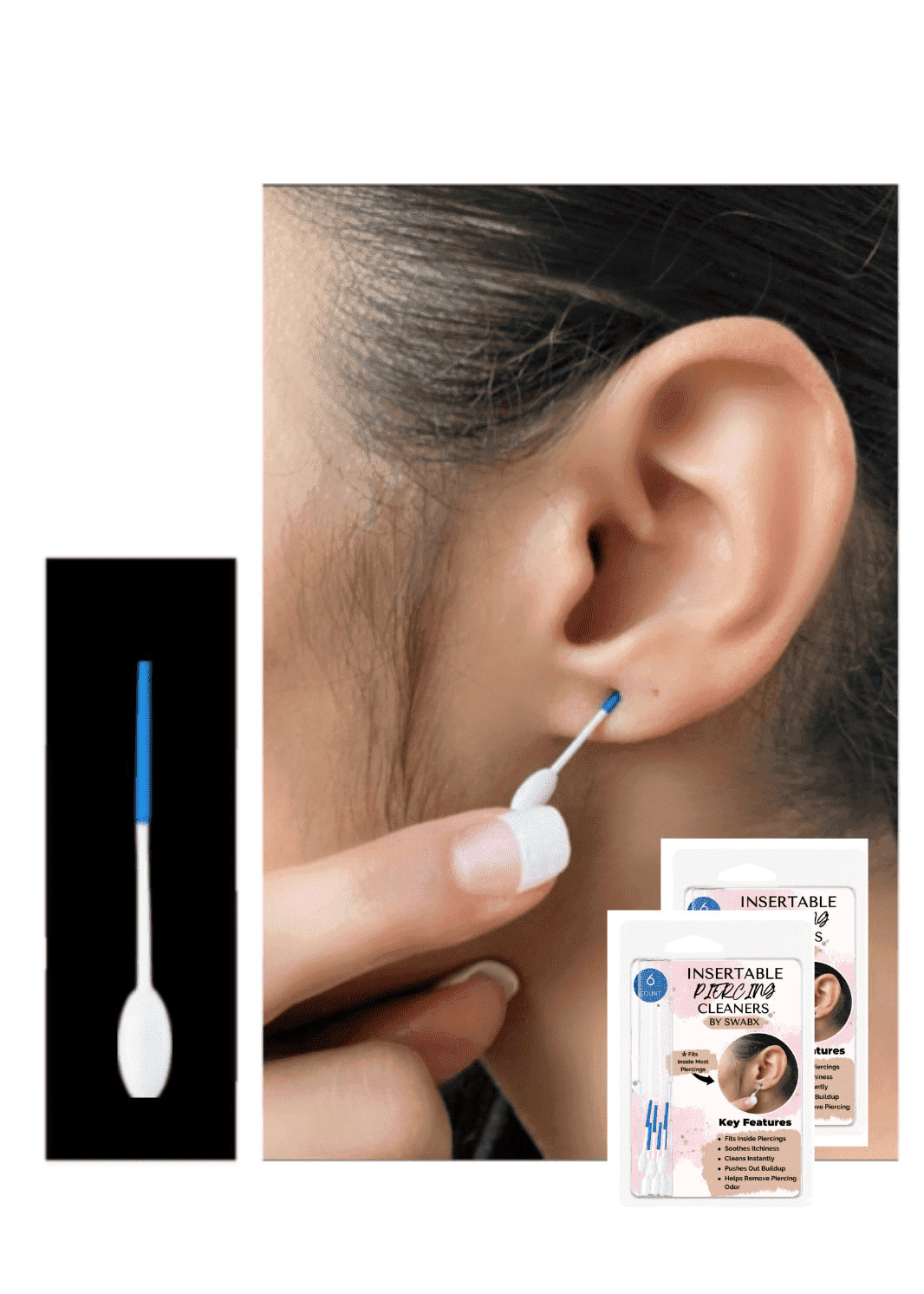 Insertable Piercing Aftercare Cleaner 6 ct. By Swabx