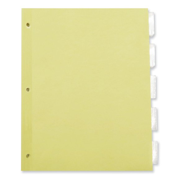 Universal UNV20831 11 in. x 8-1/2 in. Insertable Tab Index with 5 Clear Tabs - Buff (24/Box)