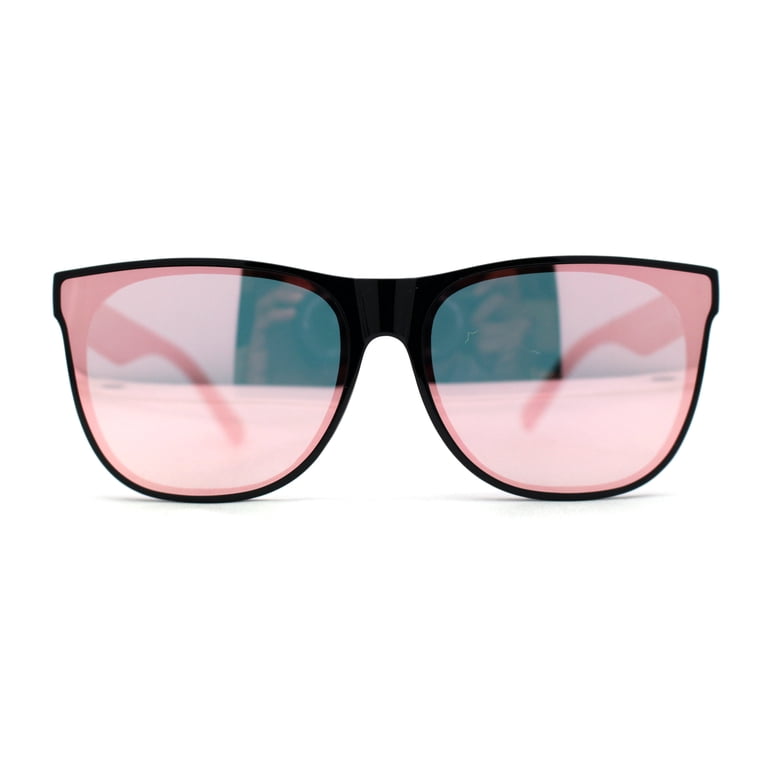 Inset Lens Pink Mirror Lens Horn Rim Sunglasses Black  display picture 2