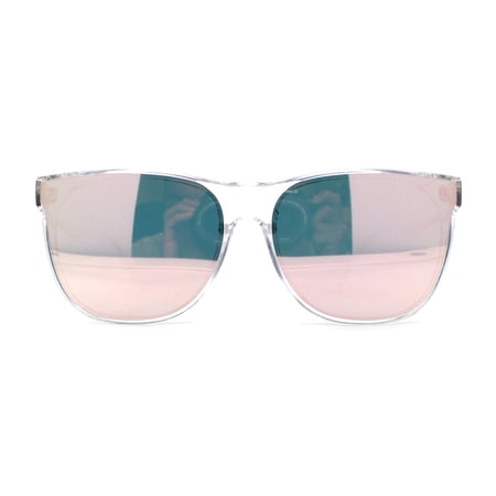 Inset Lens Pink Mirror Lens Horn Rim Sunglasses Clear