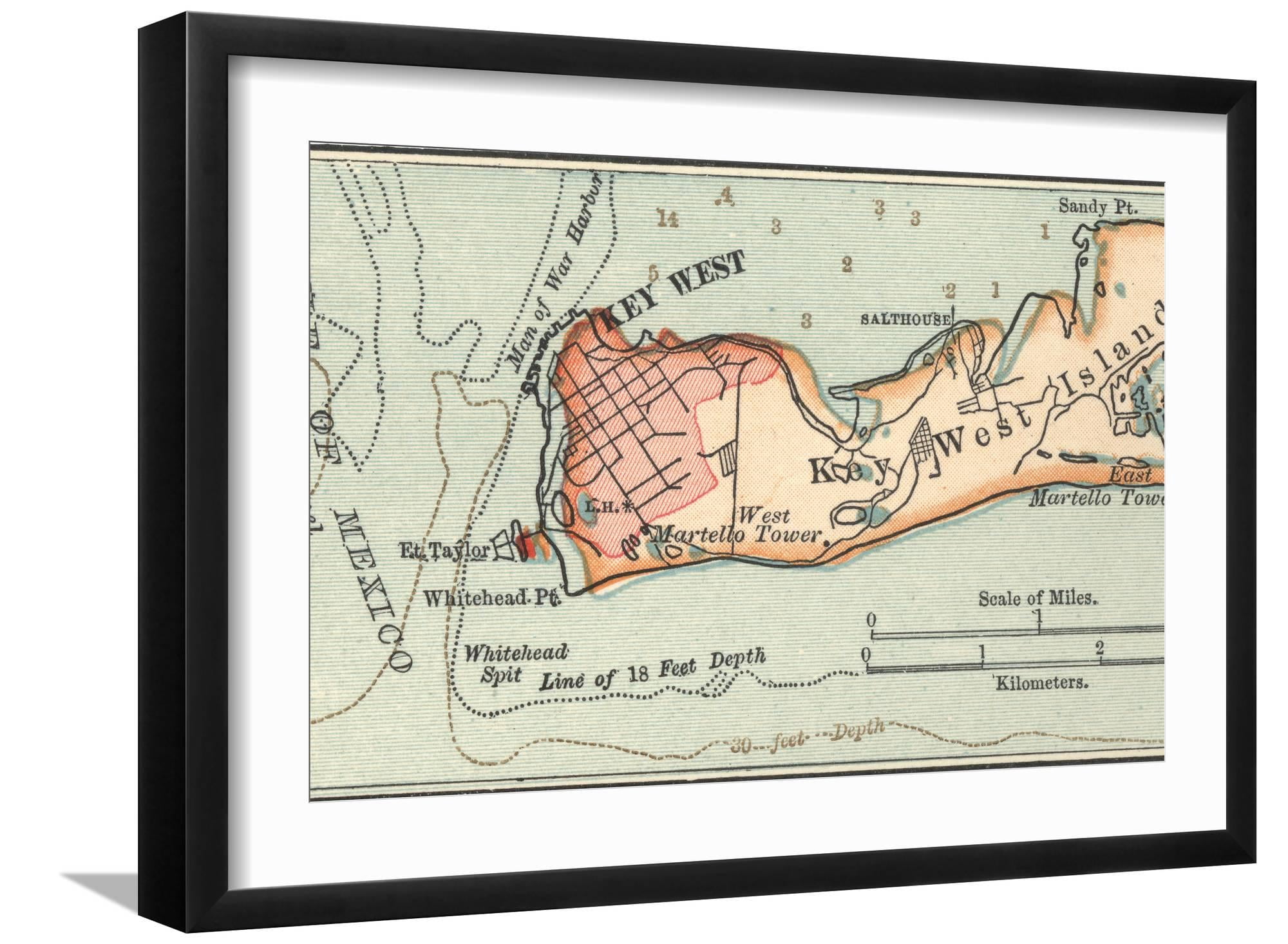 Florida Inset Map Art.com Inset Map of Key West Island, Florida Art Print by ...