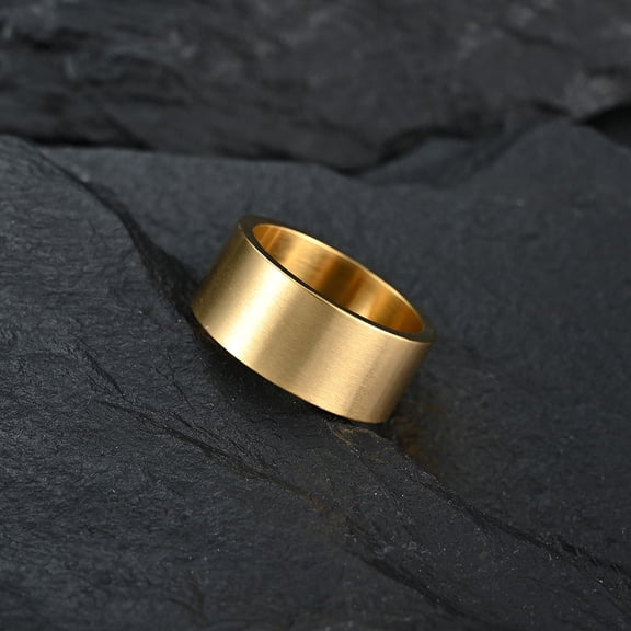 Inside And Outside Flat Matte Brushed Titanium Steel Ring Vintage Silver Men's Flat Ring