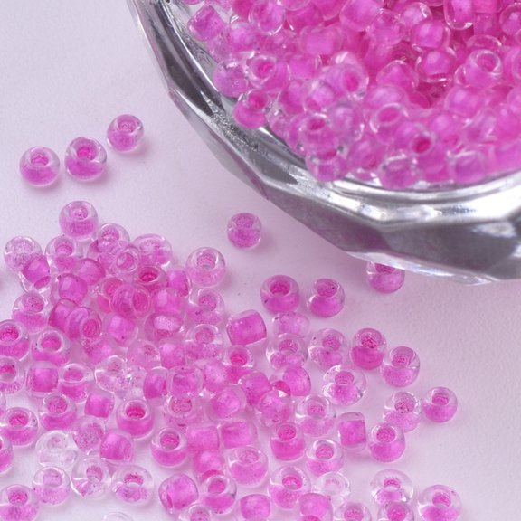 Inside Colours Glass Seed Beads Round Magenta 1.5~2x1mm Hole: 0.6mm 120000pcs/bag 450g/bag