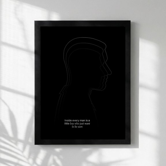 Inside Every Man Minimalist Modern Introspection Art Simple Minimalist Conceptual Poster , Poster Print Only