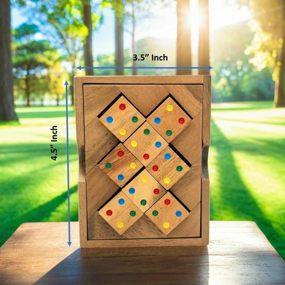 Color Match 8 Pieces Challenging Wooden IQ Puzzle Fun Play and Gift Brain Teaser Game for Adults and Teens