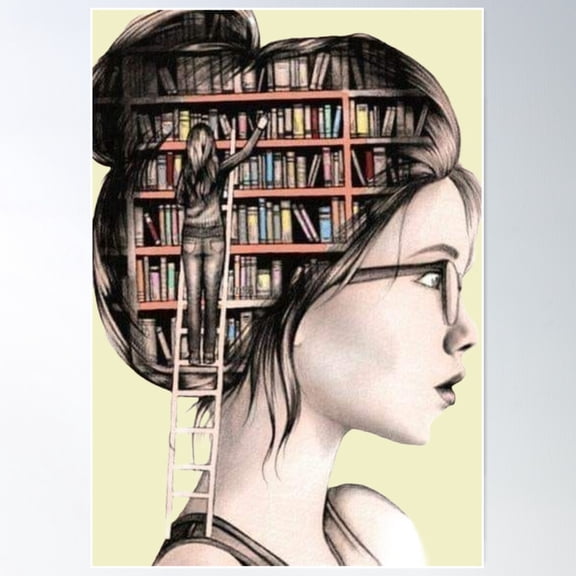 Inside Of The Mind Of A Book Lover Poster Wall Art, Modern Wall Decor For Living Room Bedroom, 24x36 UNFRAMED