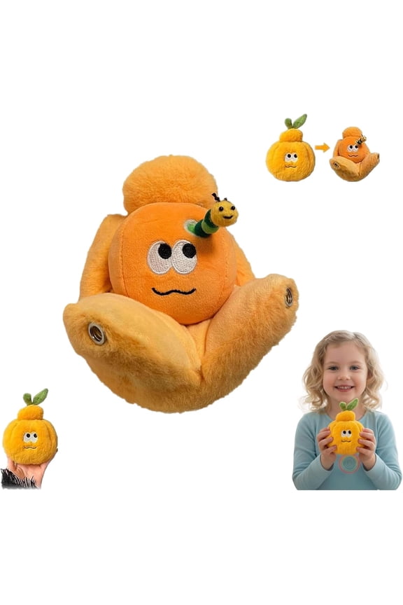 Inside Orange Plush Keychain with Worm, 2-in-1 Transforming Fruit Toy with Hidden Worm,Novelty Backpack Charm & Aesthetic Pendant(Q)