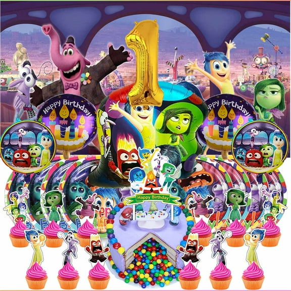 Inside Out 1st Tableware Balloons Cake Toppers Backdrop Banner Supplies Party Decor Plates Decorations