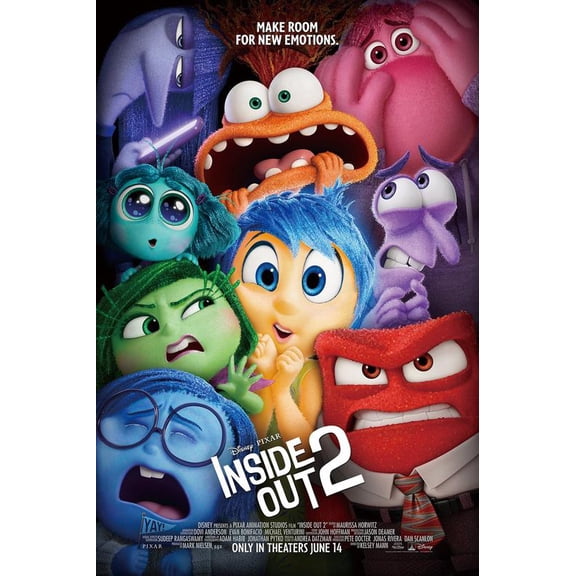 Inside Out 2 2024 Movie Poster Home Decor 16x24inch (40x60cm), Unframed