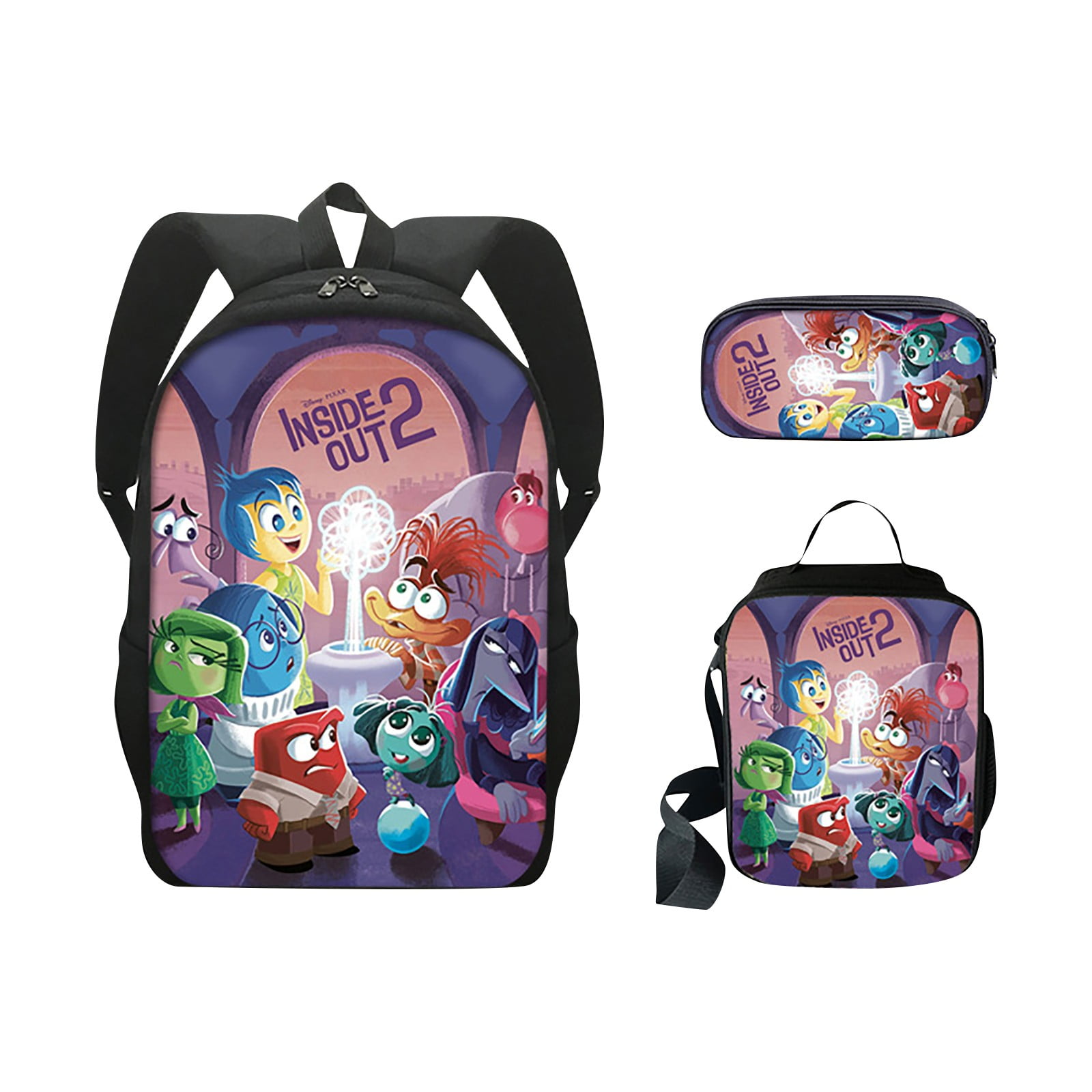Inside Out 2 Backpack 16 School Bag School Backpack Back to School Supplies Laptop Backpack Travel Backpack Bookbag with Adjustable Shoulder