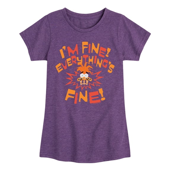 Inside Out 2 - Everythings Fine - Girls Fitted Short Sleeve T-Shirt
