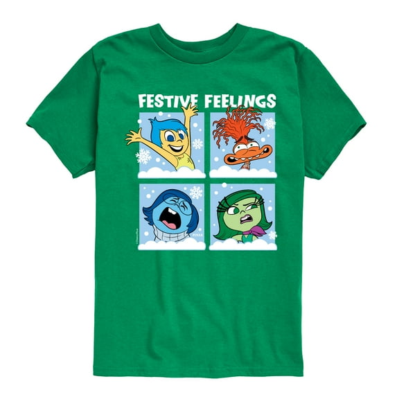 Inside Out 2 - Festive Feelings Grid - Boy's Toddler And Youth Short Sleeve Graphic T-Shirt
