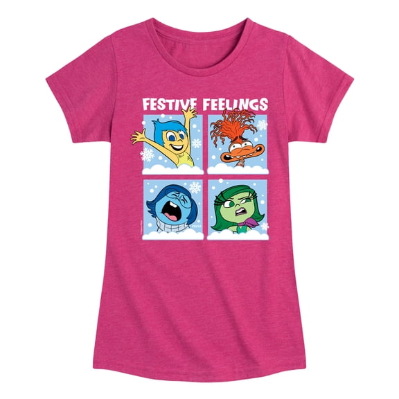 Inside Out 2 - Festive Feelings Grid - Girls Fitted Short Sleeve Graphic T-Shirt