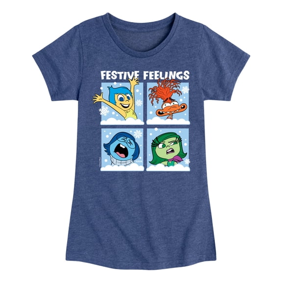 Inside Out 2 - Festive Feelings Grid  - Girls Fitted Short Sleeve Graphic T-Shirt