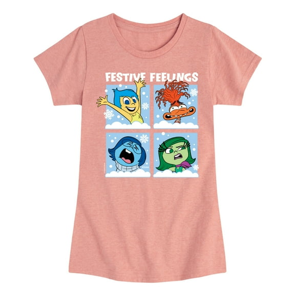 Inside Out 2 - Festive Feelings Grid - Girls Fitted Short Sleeve Graphic T-Shirt