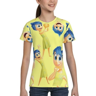Inside Out 2 Pixar Joy Girls Shirts,Cool 3D Graphic Short Sleeve Tee Shirt Tops 6-16 Years,XS