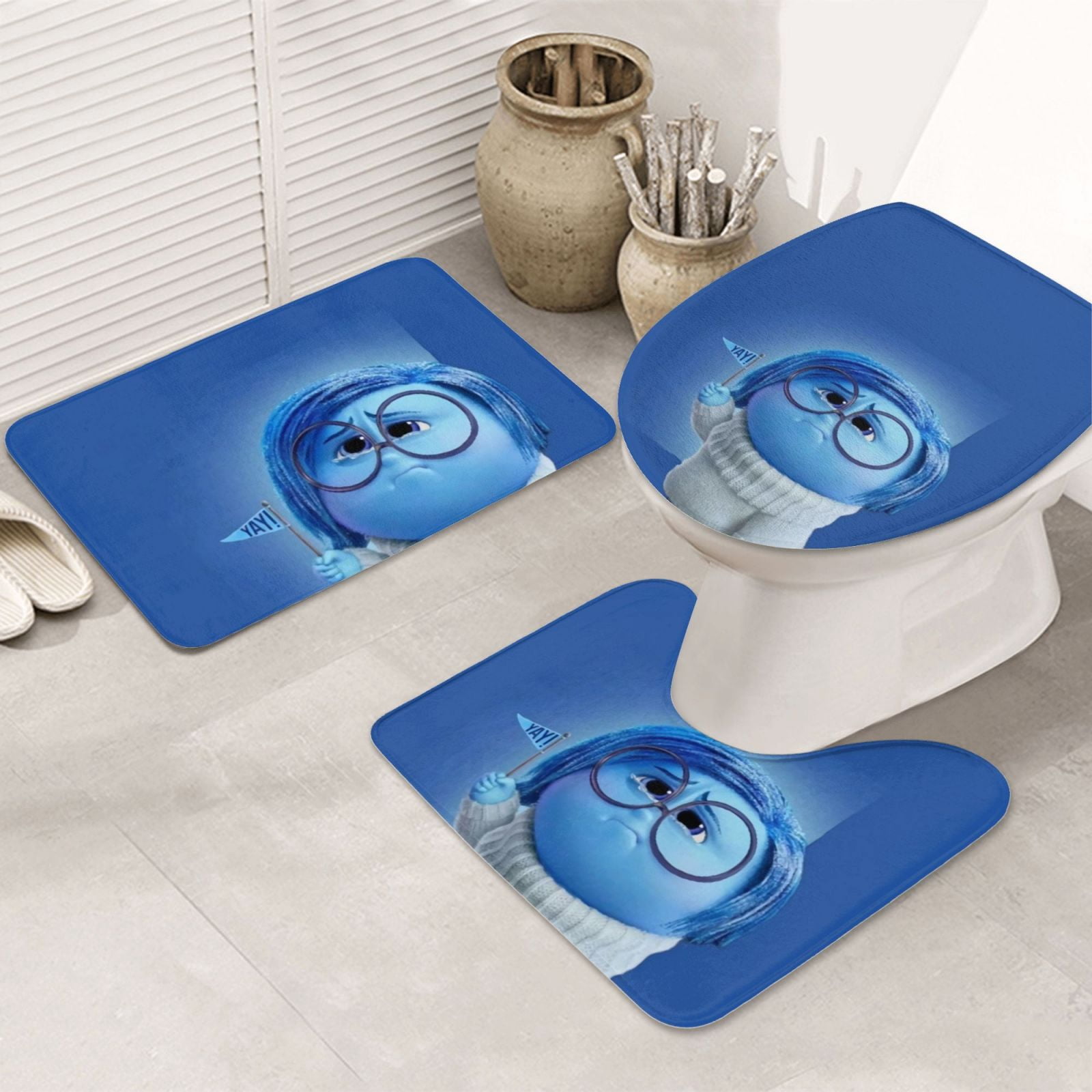 Inside Out 3 Piece Bathroom Rug Set Includes Bathroom Rug, Contoured ...